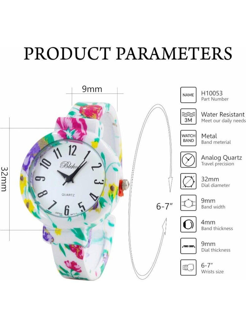 Women's Multi Elegant Flower Design Bracelet Cuff Bangle Fashion Wrist Watches - Picture 2 of 7